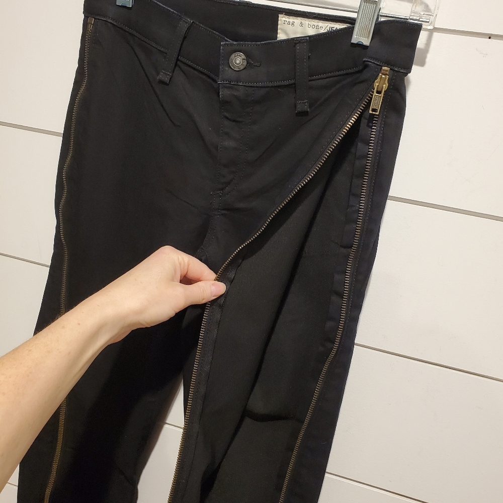 Retro Aritzia 25 Jeans Rag & bone black Stretch pants brass Side zipper low rise